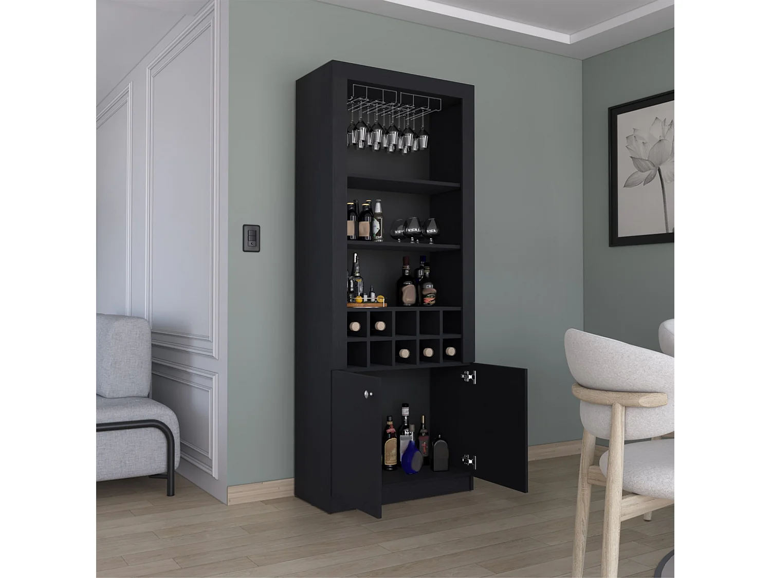 TUHOME CONCEPT Mobile bar Nebo da 190 cm, wengé