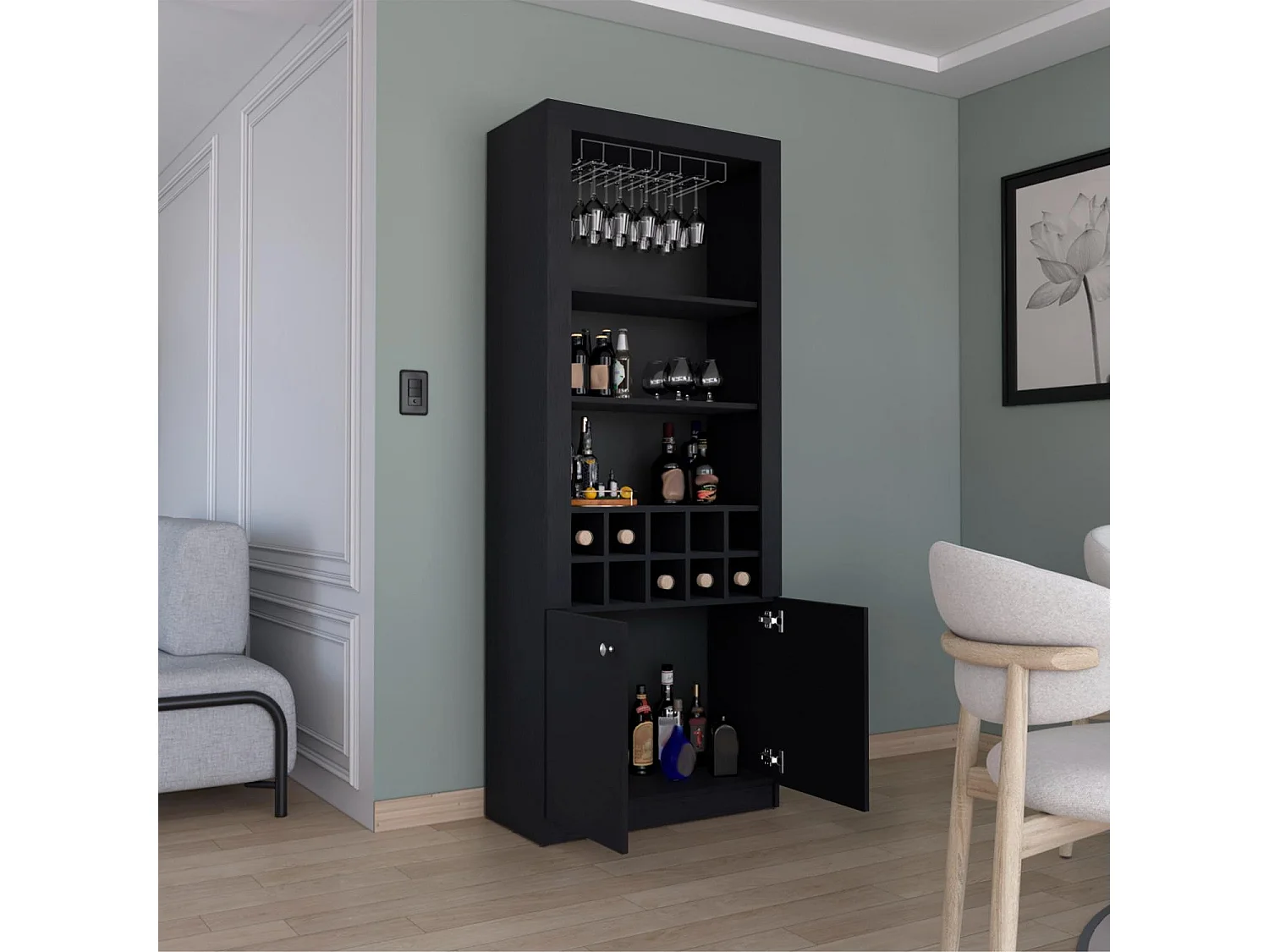 TUHOME CONCEPT Mobile bar Nebo da 190 cm, wengé