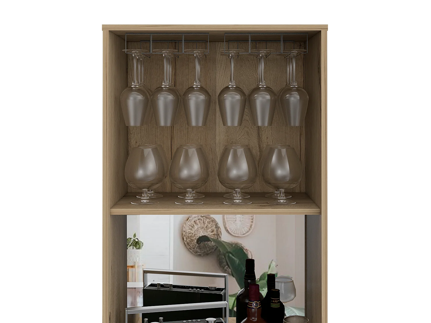 TUHOME CONCEPT Mueble bar Prana de 180 cm, roble arena