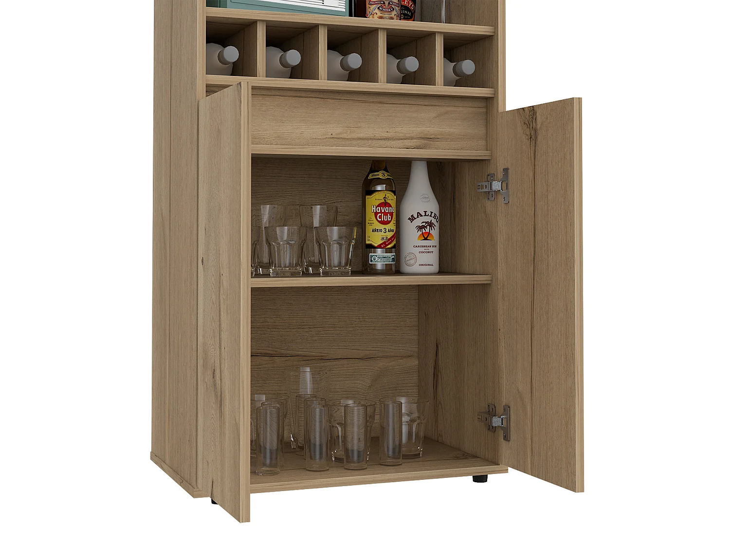 TUHOME CONCEPT Mueble bar Prana de 180 cm, roble arena