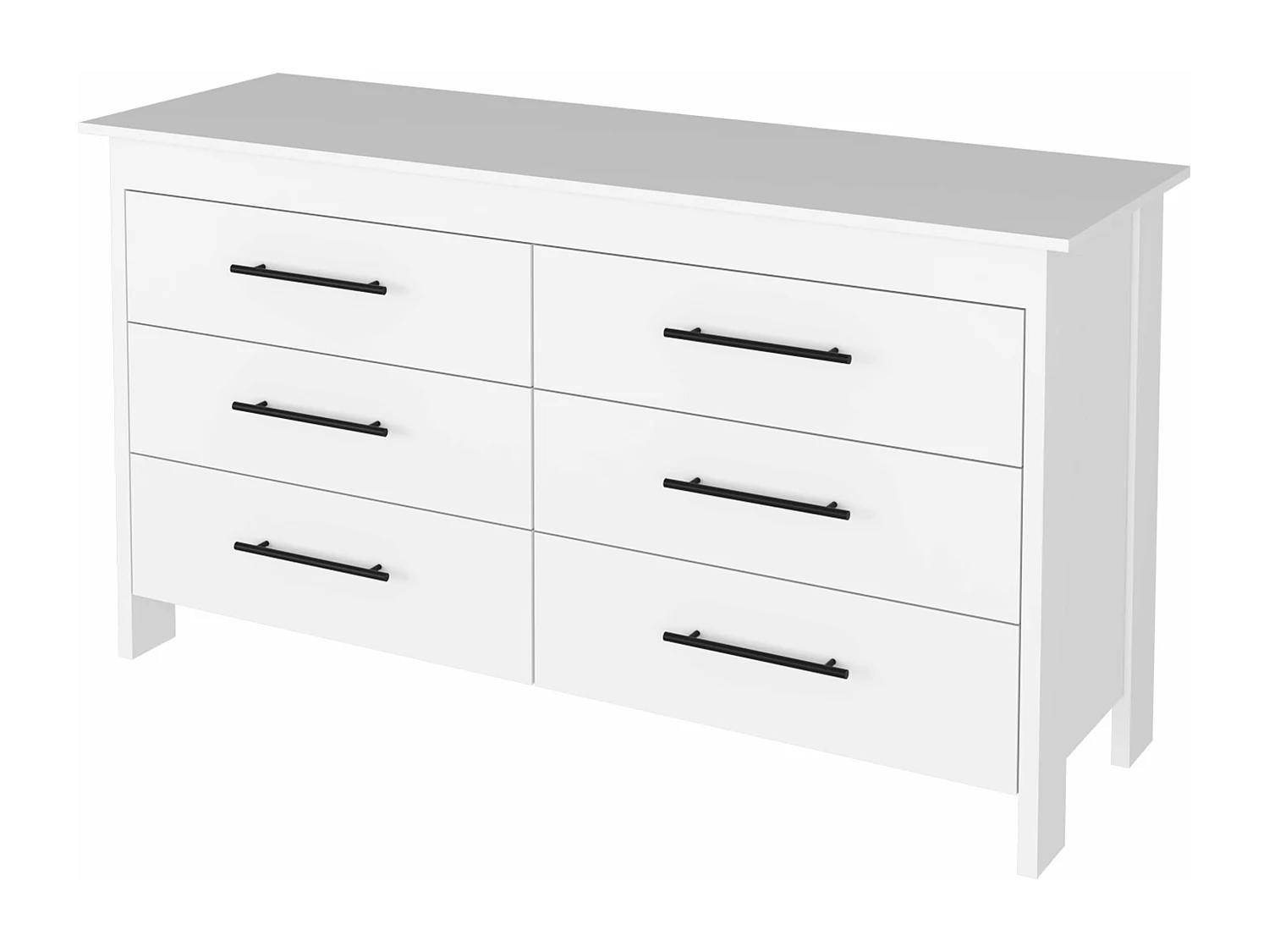 Cassettiera doppia Hms in melamina con 6 cassetti con guide metalliche, bianco, 80.6 cm X 149.5 cm X 48.3 cm