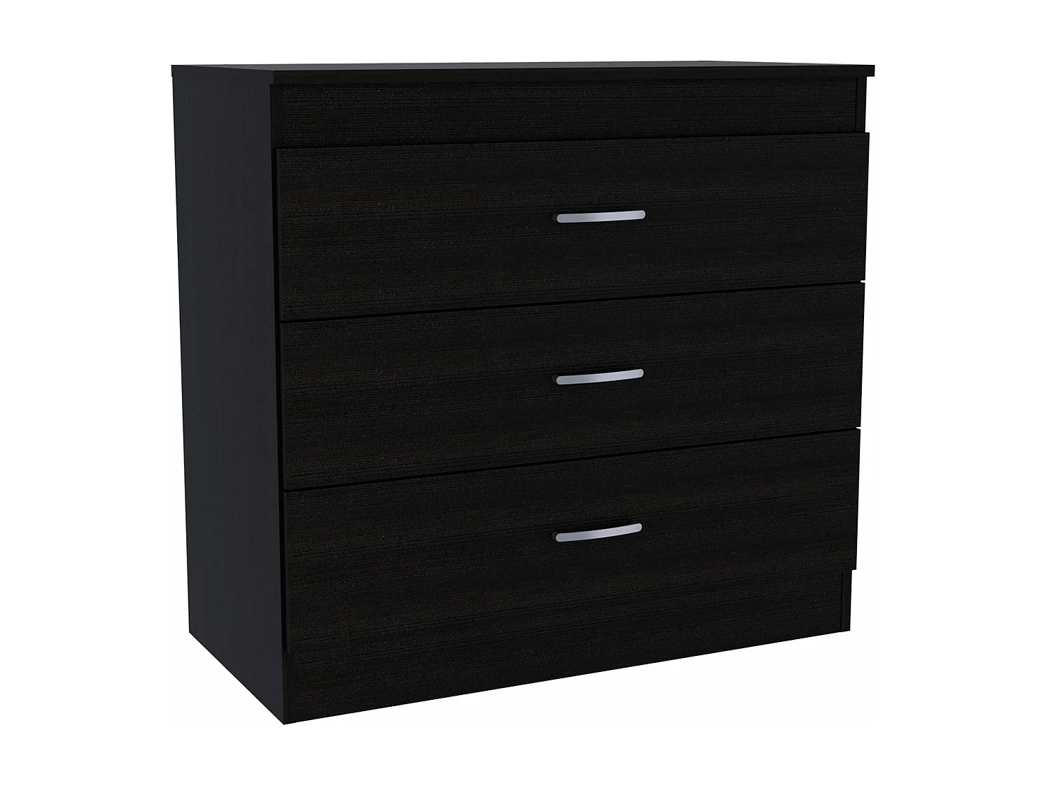 Comoda Melia en melamino con 3 cajones de rieles metalicos , negro , 75.7 cm  X 80 cm  X 39.8 cm