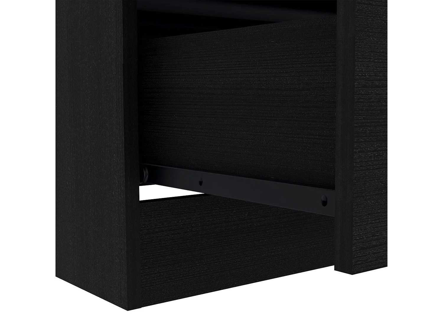 Cómoda Melia em melamina com 3 gavetas com calhas metálicas, preto, 75.7 cm X 80 cm X 39.8 cm