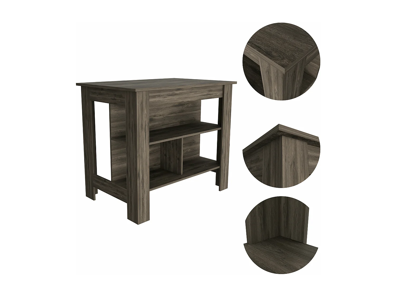 Isola da cucina Cala in melaminico con 3 ripiani, marrone, 90 cm X 103 cm X 70 cm