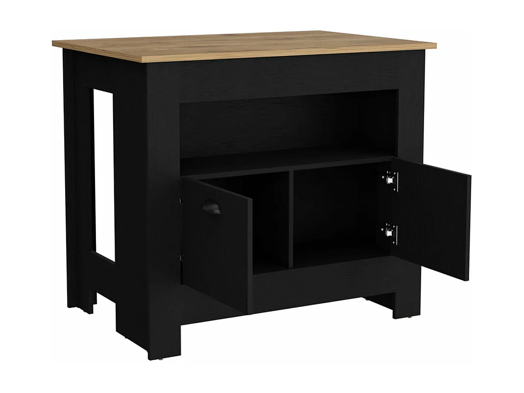 Isla de cocina Arlet en melamina con 2 puertas y 3 estantes , Multicolor , 89.9 cm  X 103 cm  X 70 cm