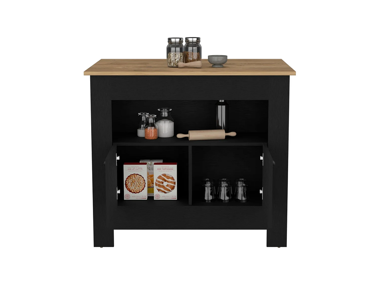 TUHOME CONCEPT Ilha de cozinha Arlet de 103 cm, wengué e macadâmia