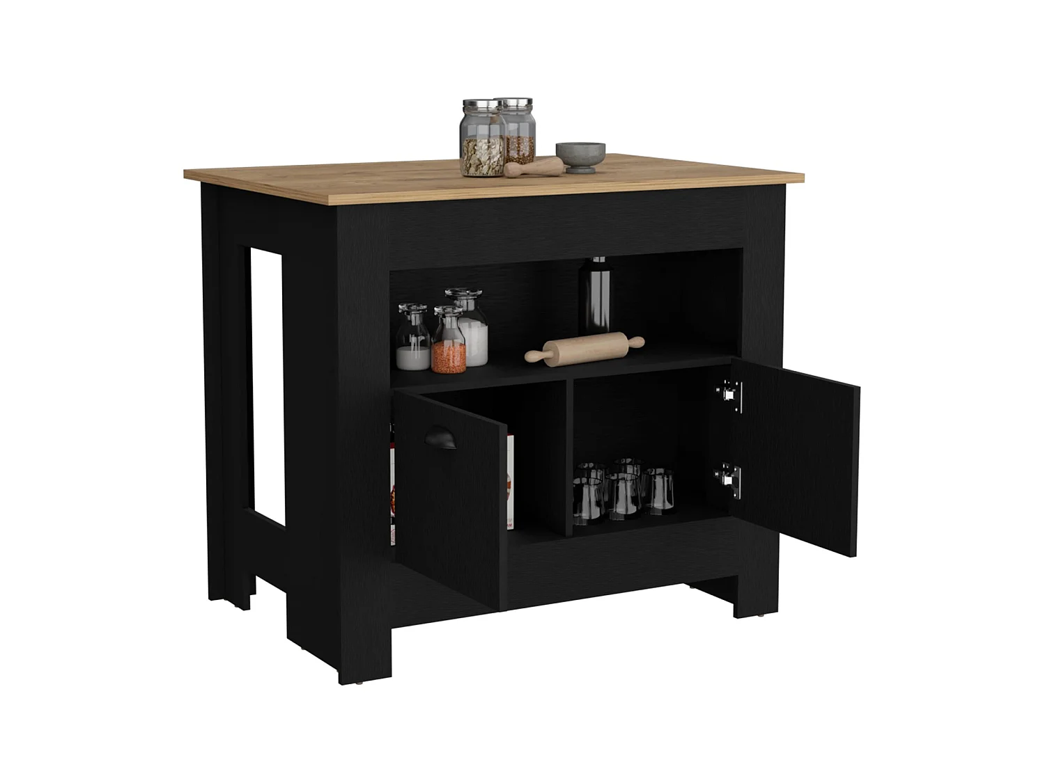 TUHOME CONCEPT Ilha de cozinha Arlet de 103 cm, wengué e macadâmia