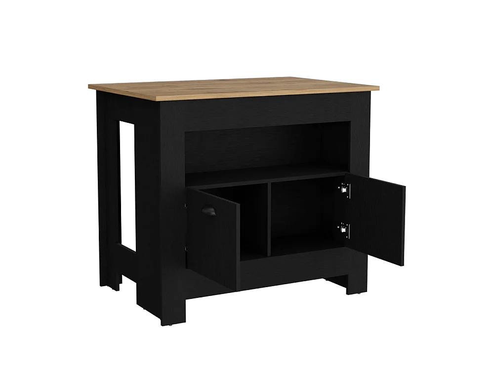 TUHOME CONCEPT Ilha de cozinha Arlet de 103 cm, wengué e macadâmia