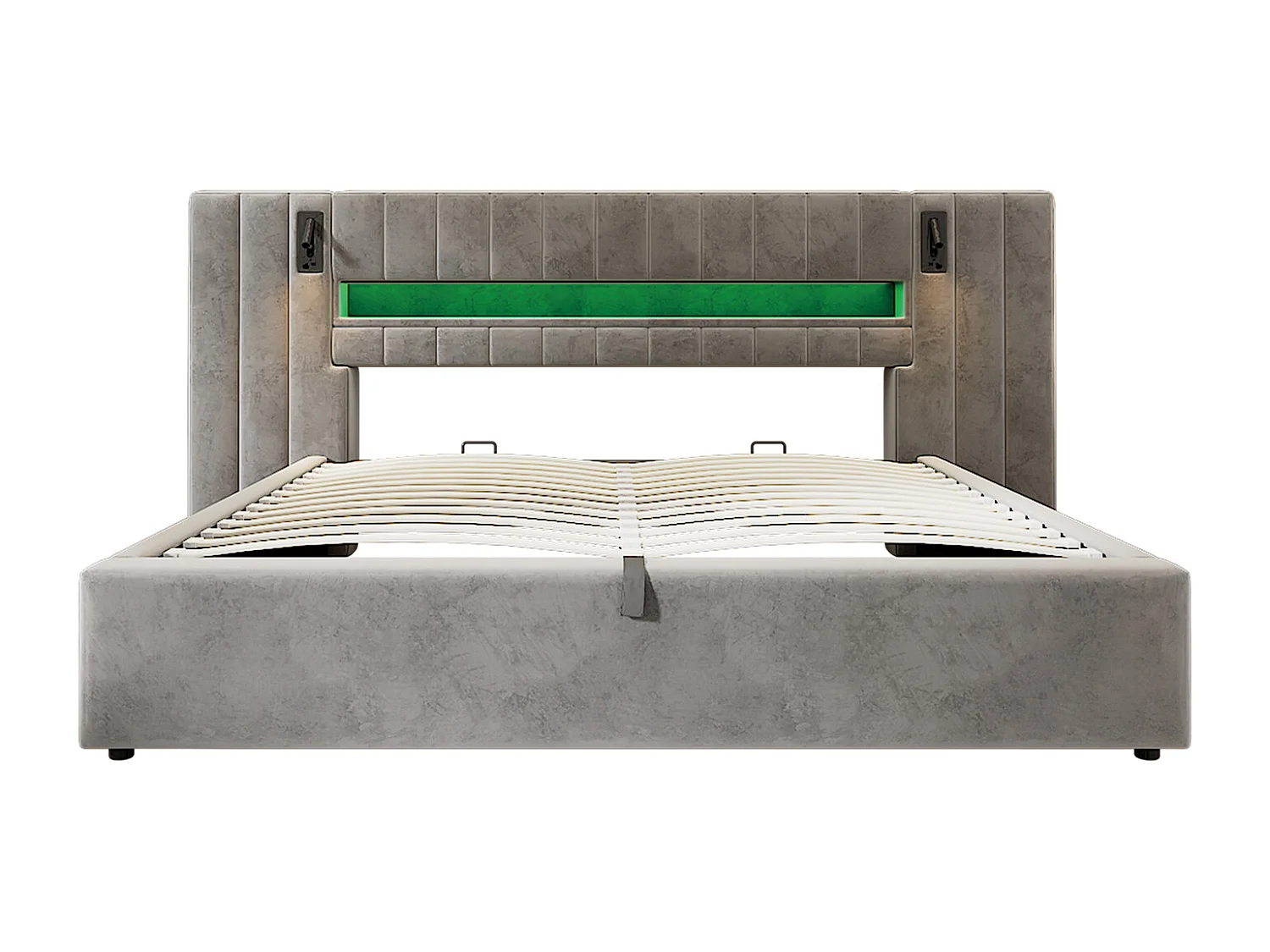 Cama estofada 180 x 200, cama de casal com entrada USB, estrutura de cama com iluminação LED, sem colchão