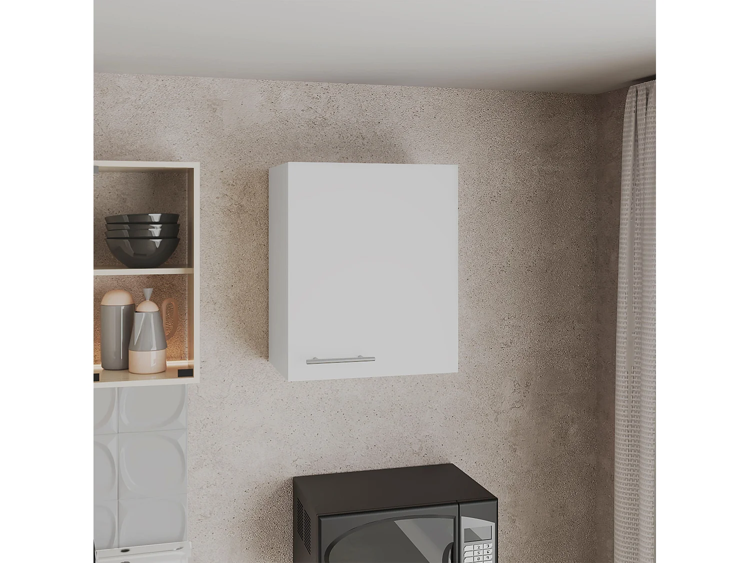 Armario Manchester en melamina con 2 estantes y 1 puerta , blanco , 60 cm  X 50 cm  X 33.5 cm