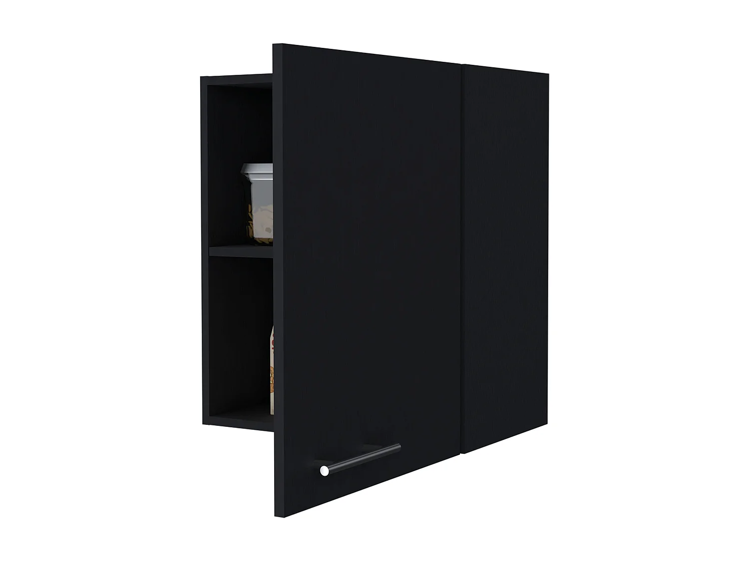 Armoire Manchester en mélaminé avec 2 étagères et 1 porte, noir , 60 cm X 50 cm X 33.5 cm