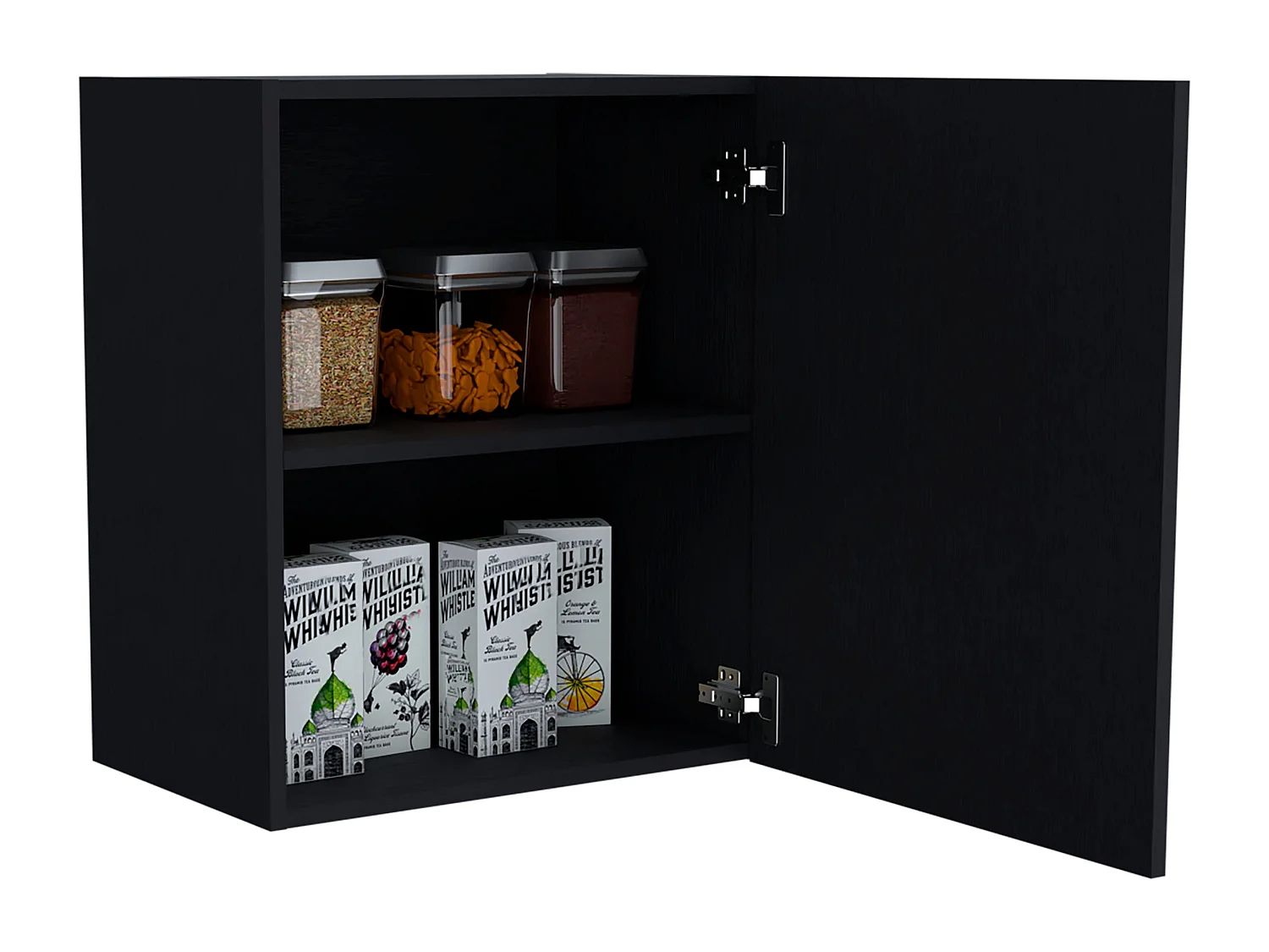 Armoire Manchester en mélaminé avec 2 étagères et 1 porte, noir , 60 cm X 50 cm X 33.5 cm