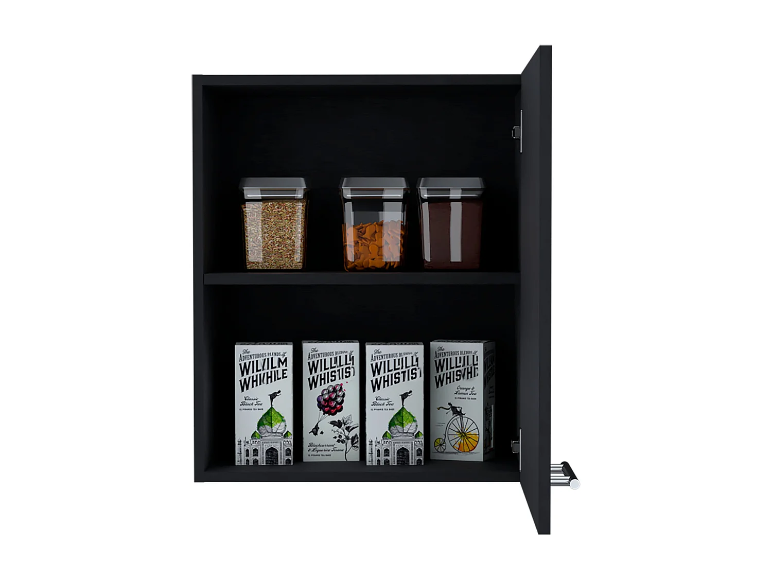 Armoire Manchester en mélaminé avec 2 étagères et 1 porte, noir , 60 cm X 50 cm X 33.5 cm