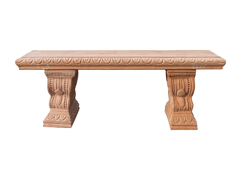 BISCOTTINI Banc – Finition Terre Cuite – Extérieur – Banc de Jardin - Chaise ou Banc en Métal - Balcon - Terrasse – 116x28x42 cm
