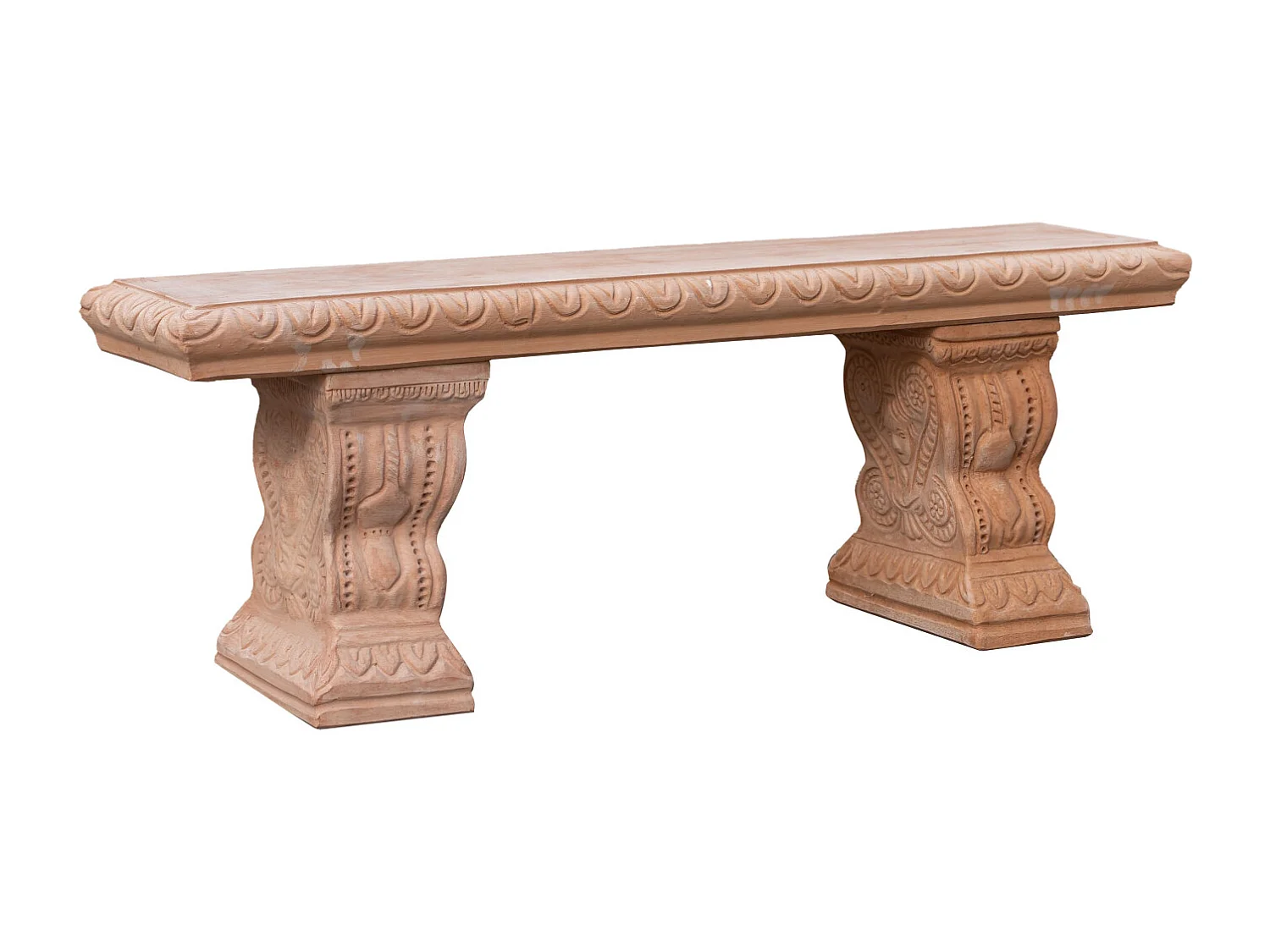 BISCOTTINI Banc – Finition Terre Cuite – Extérieur – Banc de Jardin - Chaise ou Banc en Métal - Balcon - Terrasse – 116x28x42 cm