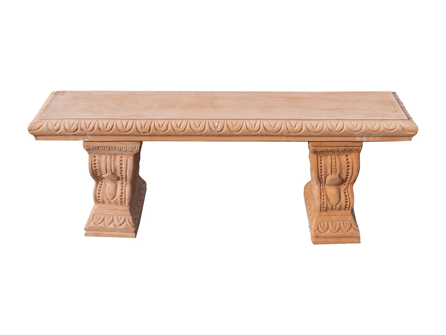 BISCOTTINI Banc – Finition Terre Cuite – Extérieur – Banc de Jardin - Chaise ou Banc en Métal - Balcon - Terrasse – 116x28x42 cm