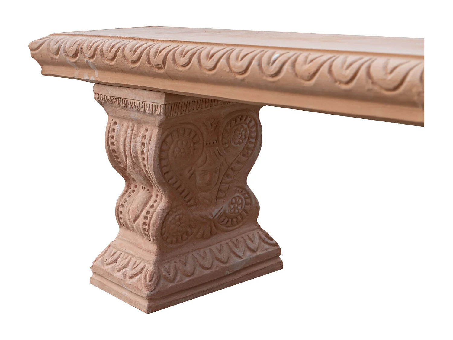 BISCOTTINI Banc – Finition Terre Cuite – Extérieur – Banc de Jardin - Chaise ou Banc en Métal - Balcon - Terrasse – 116x28x42 cm