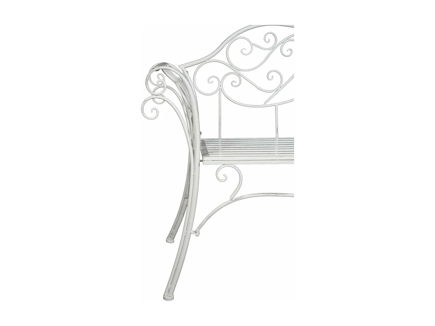 BISCOTTINI Banc – Fer Forgé Finition Blanc Antique – Extérieur – Banc de Jardin - Chaise ou Banc en Métal - Balcon - Terrasse – 133x47x90 cm