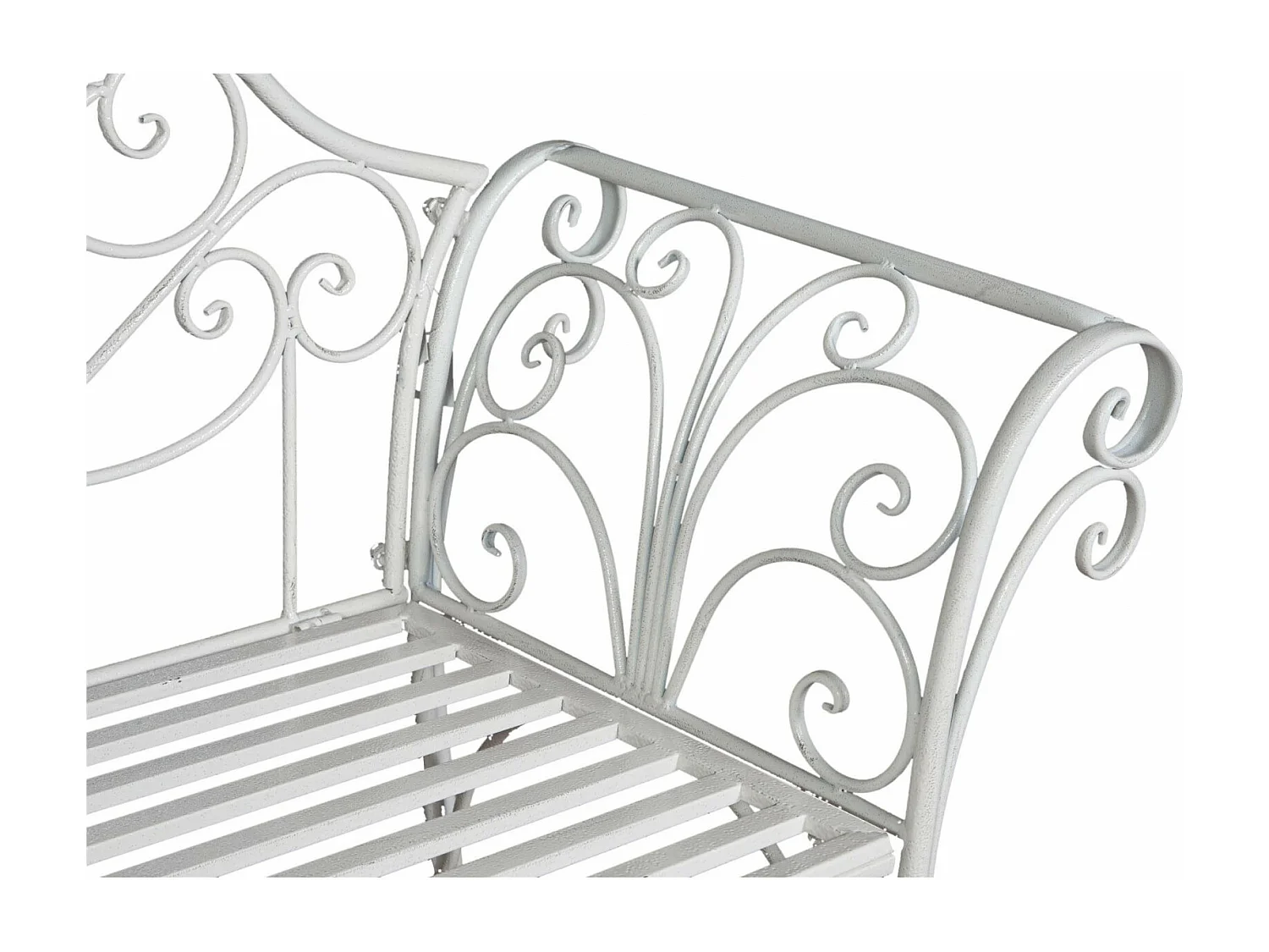BISCOTTINI Banc – Fer Forgé Finition Blanc Antique – Extérieur – Banc de Jardin - Chaise ou Banc en Métal - Balcon - Terrasse – 133x47x90 cm