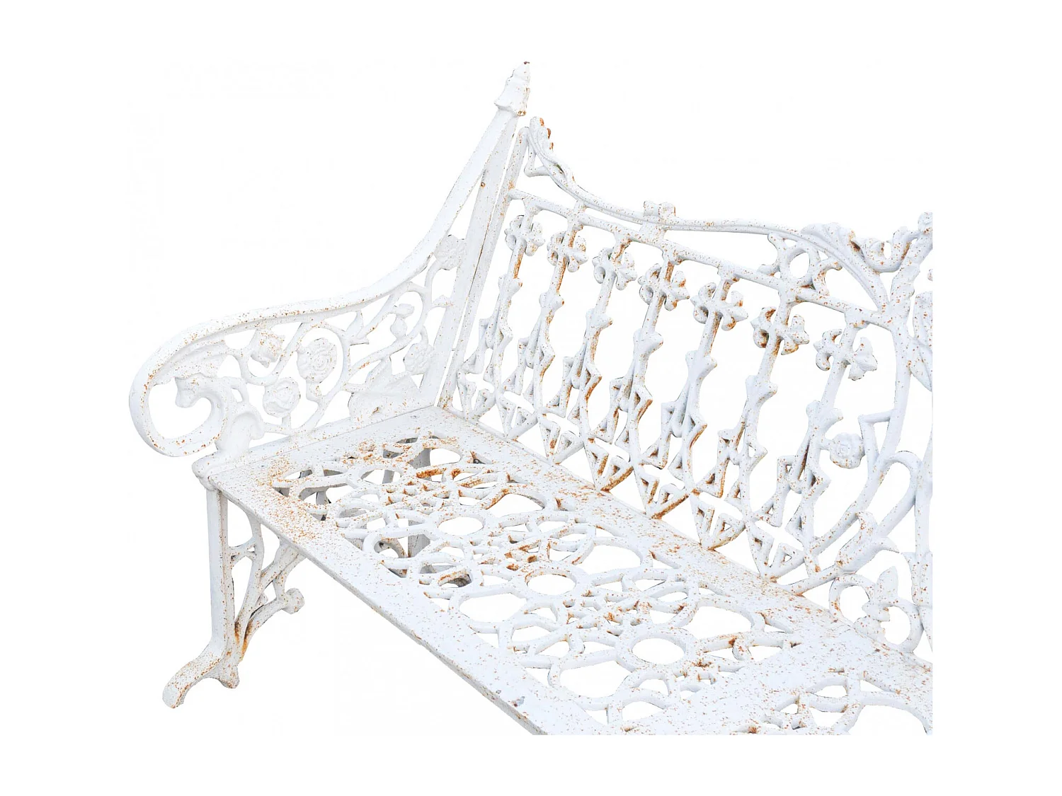 BISCOTTINI Banc – Fer Forgé Finition Blanc Antique – Extérieur – Banc de Jardin - Chaise ou Banc en Métal - Balcon - Terrasse –180 x 70 x 105 cm