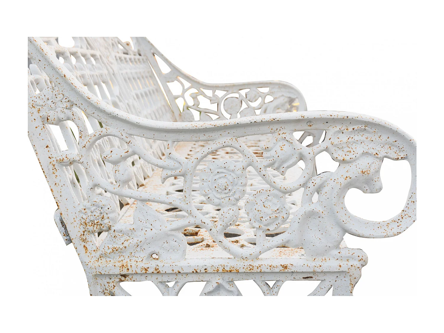BISCOTTINI Banc – Fer Forgé Finition Blanc Antique – Extérieur – Banc de Jardin - Chaise ou Banc en Métal - Balcon - Terrasse –180 x 70 x 105 cm