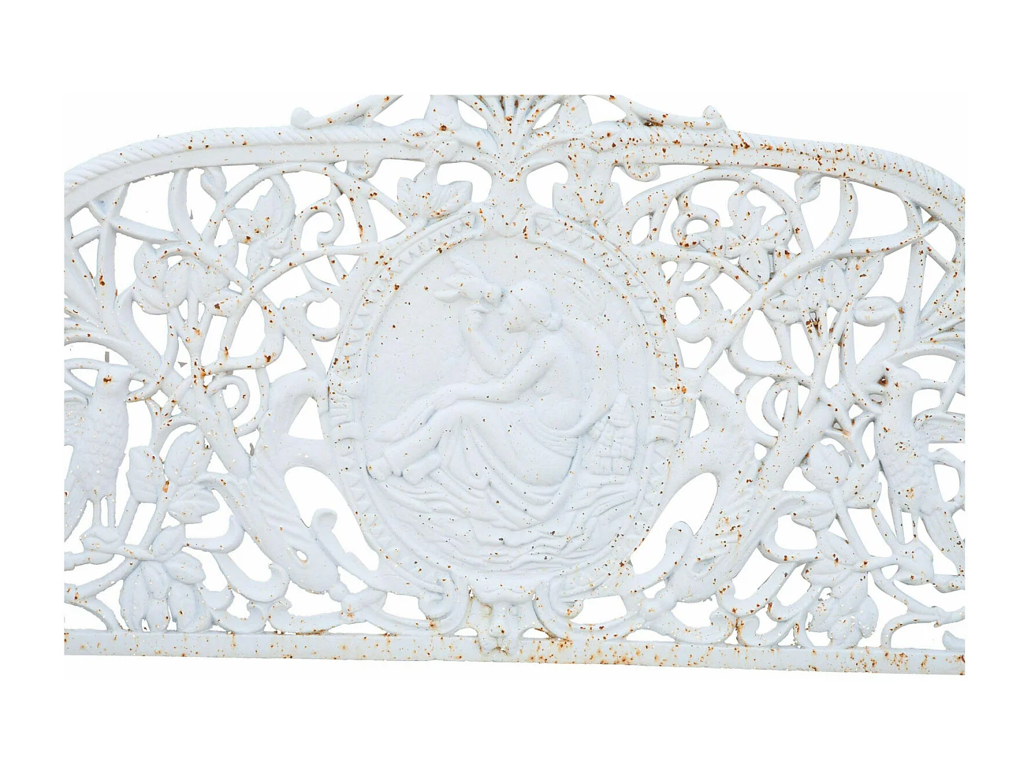BISCOTTINI Banc – Fer Forgé Finition Blanc Antique – Extérieur – Banc de Jardin - Chaise ou Banc en Métal - Balcon - Terrasse – 105 x 43 x 90 cm
