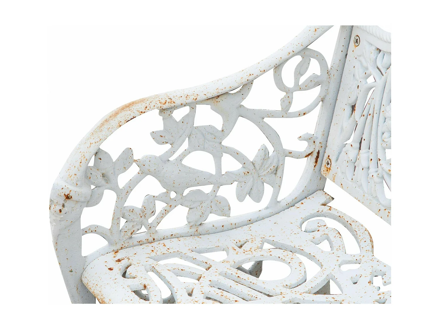 BISCOTTINI Banc – Fer Forgé Finition Blanc Antique – Extérieur – Banc de Jardin - Chaise ou Banc en Métal - Balcon - Terrasse – 105 x 43 x 90 cm
