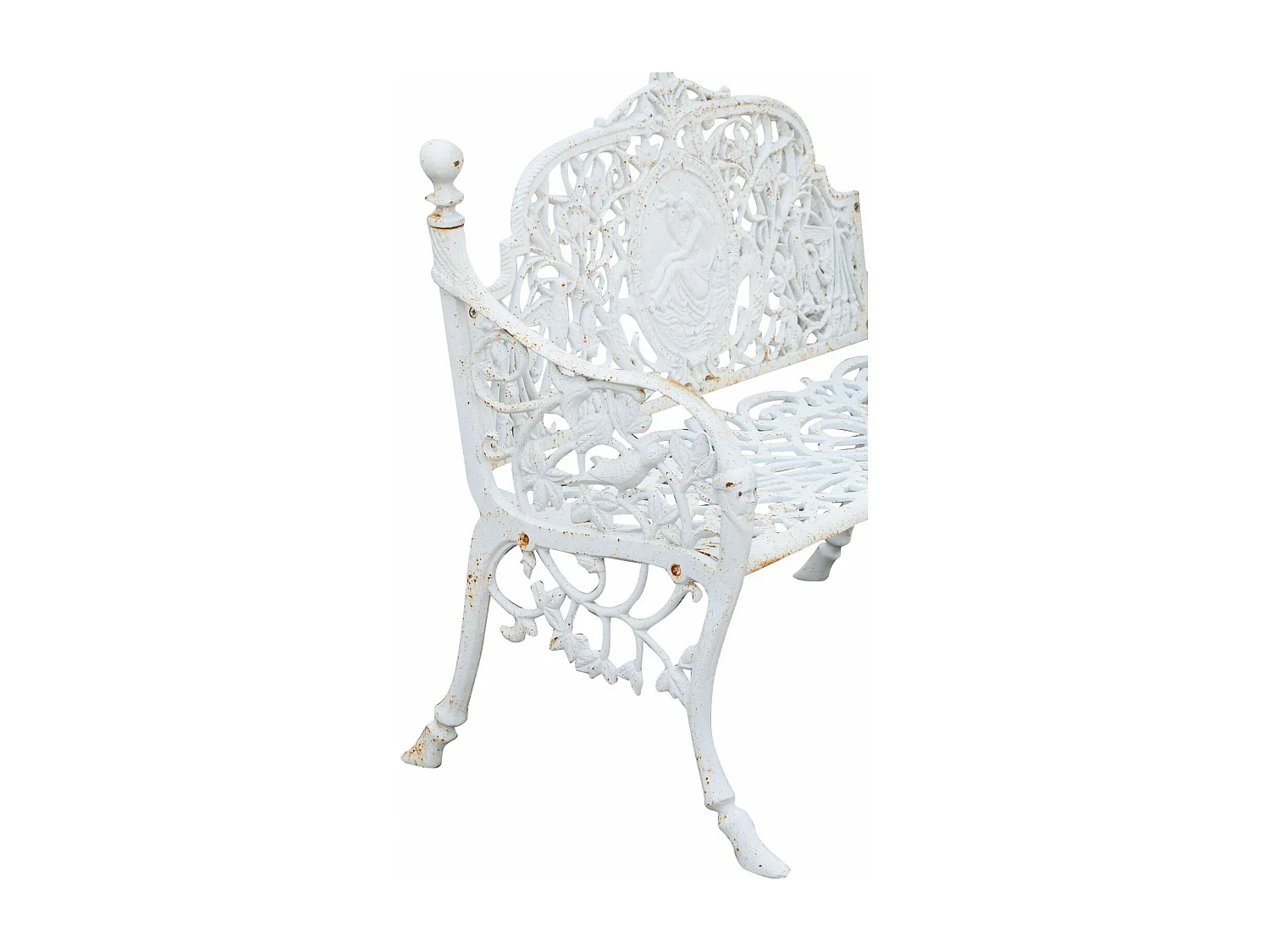 BISCOTTINI Banc – Fer Forgé Finition Blanc Antique – Extérieur – Banc de Jardin - Chaise ou Banc en Métal - Balcon - Terrasse – 105 x 43 x 90 cm