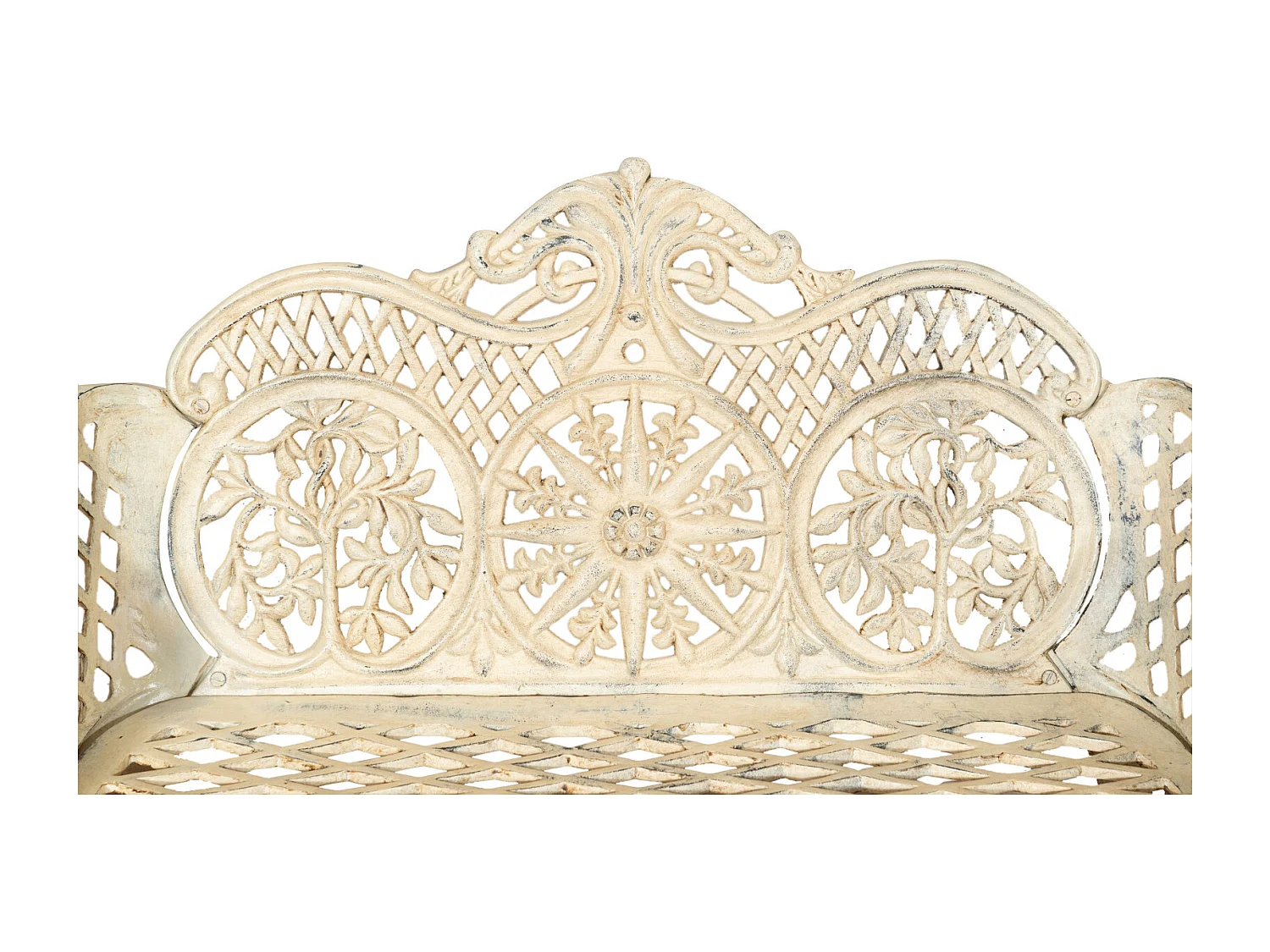 BISCOTTINI Banc – Fer Forgé Finition Antique – Extérieur – Banc de Jardin - Chaise ou Banc en Métal - Balcon - Terrasse -  110x55x88cm