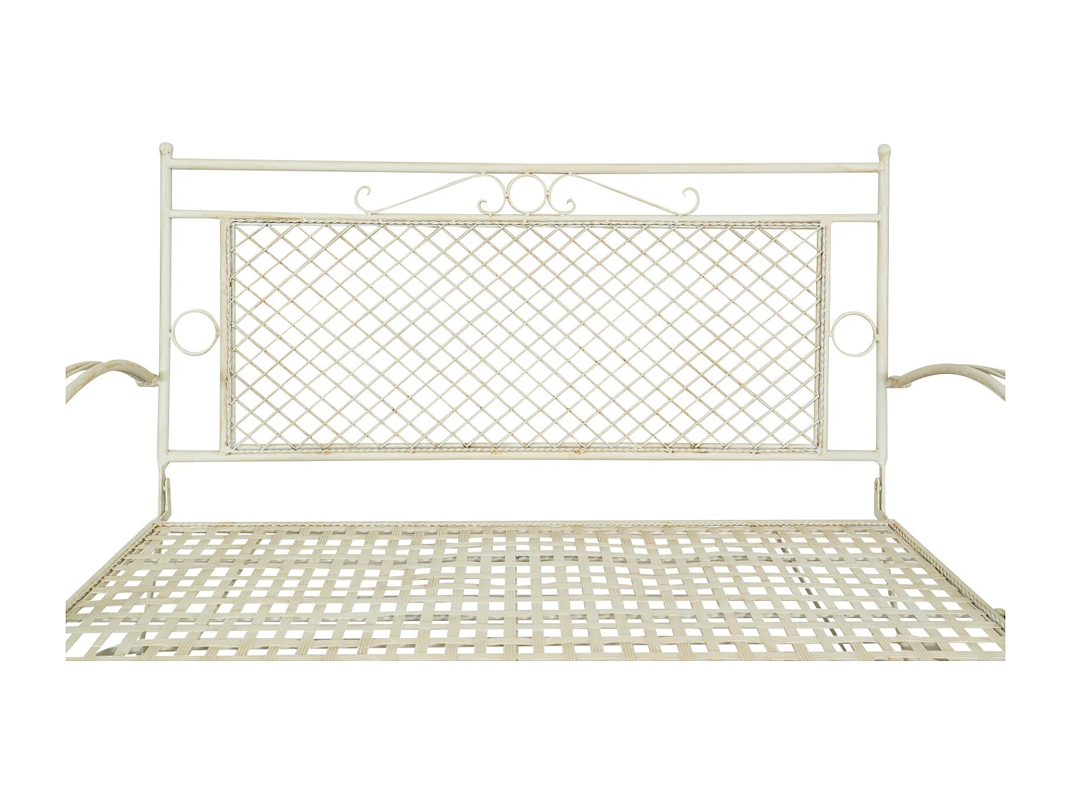 BISCOTTINI Banc – Fer Forgé Finition Blanc Antique – Extérieur – Banc de Jardin - Chaise ou Banc en Métal - Balcon - Terrasse – 120 x 52 x 79 cm