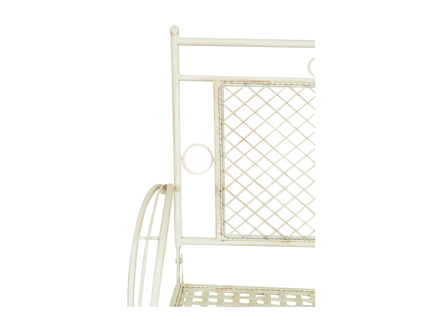 BISCOTTINI Banc – Fer Forgé Finition Blanc Antique – Extérieur – Banc de Jardin - Chaise ou Banc en Métal - Balcon - Terrasse – 120 x 52 x 79 cm