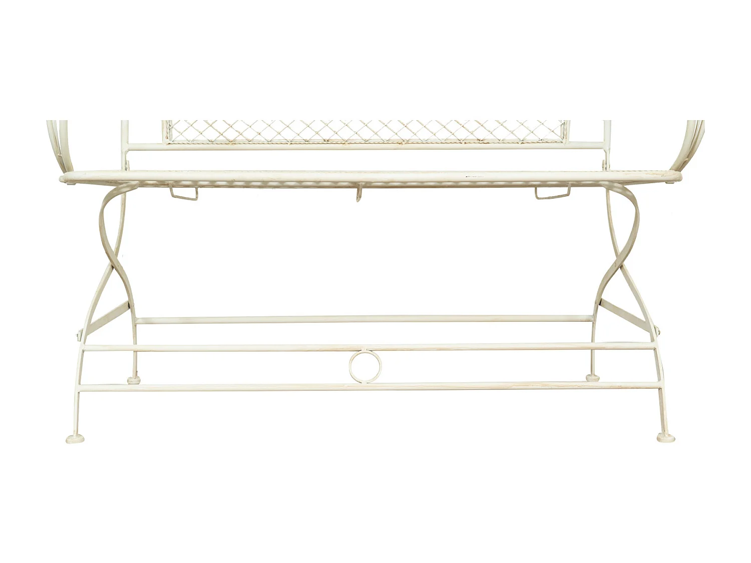 BISCOTTINI Banc – Fer Forgé Finition Blanc Antique – Extérieur – Banc de Jardin - Chaise ou Banc en Métal - Balcon - Terrasse – 120 x 52 x 79 cm
