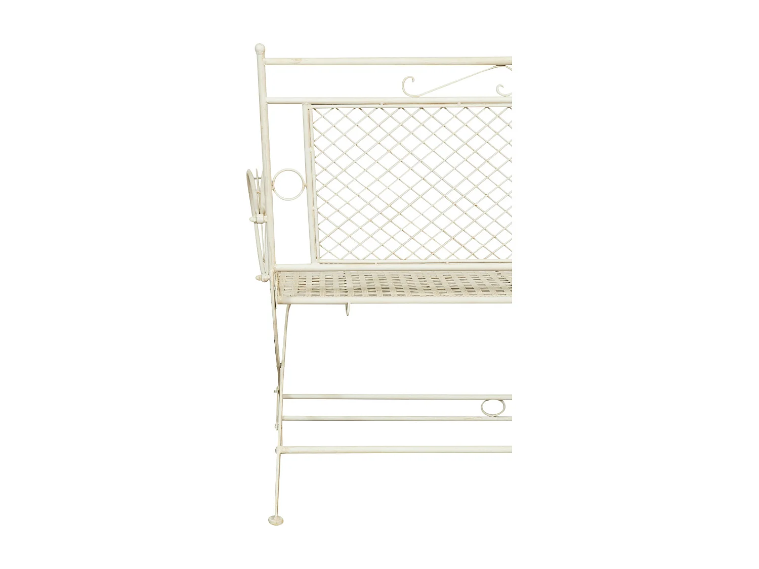 BISCOTTINI Banc – Fer Forgé Finition Blanc Antique – Extérieur – Banc de Jardin - Chaise ou Banc en Métal - Balcon - Terrasse – 120 x 52 x 79 cm