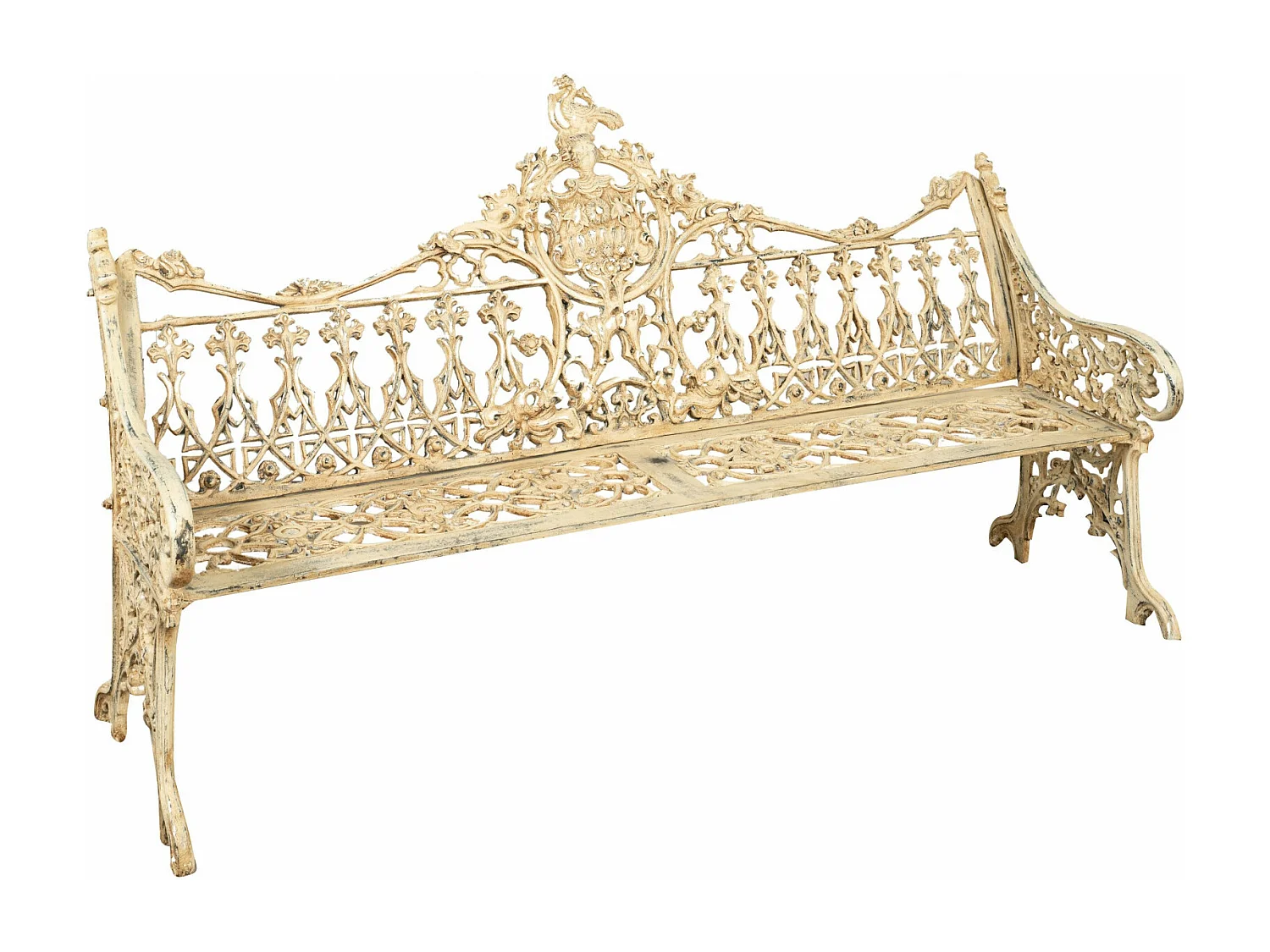 BISCOTTINI Banc – Fer Forgé Finition Antique – Extérieur – Banc de Jardin - Chaise ou Banc en Métal - Balcon - Terrasse –   180 x 65 x 100 cm.