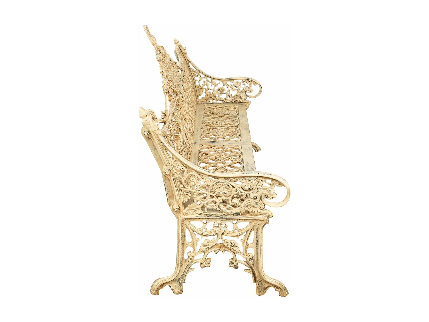 BISCOTTINI Banc – Fer Forgé Finition Antique – Extérieur – Banc de Jardin - Chaise ou Banc en Métal - Balcon - Terrasse –   180 x 65 x 100 cm.