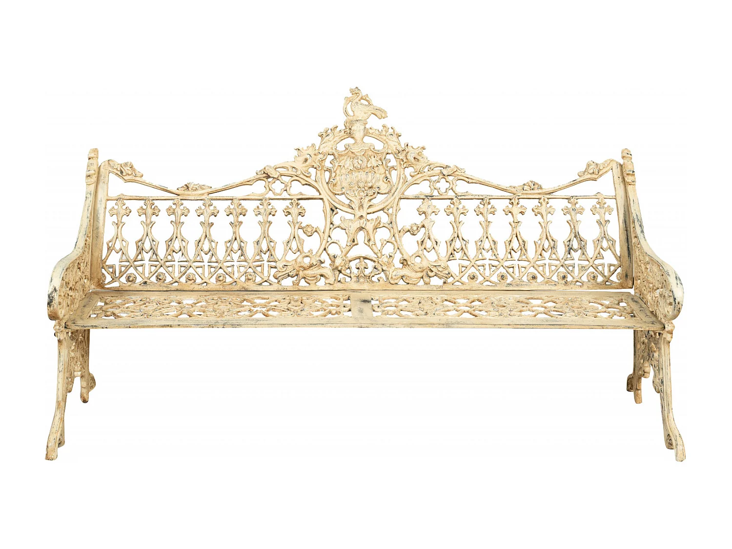 BISCOTTINI Banc – Fer Forgé Finition Antique – Extérieur – Banc de Jardin - Chaise ou Banc en Métal - Balcon - Terrasse –   180 x 65 x 100 cm.