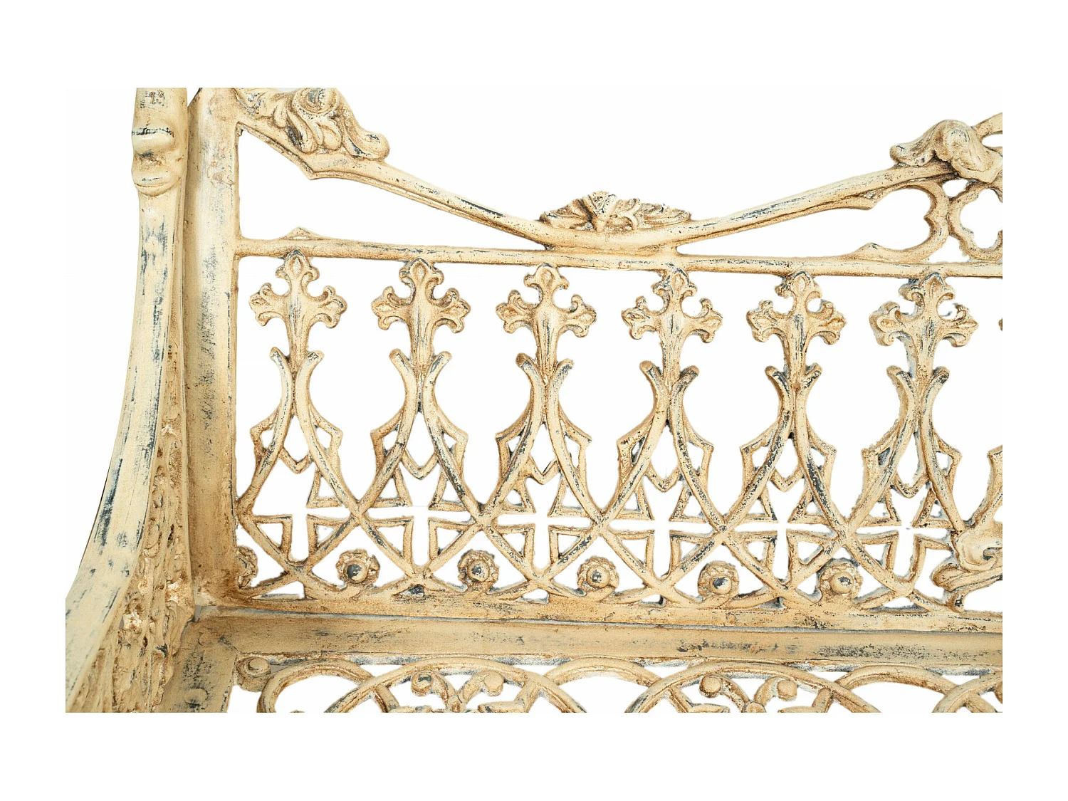 BISCOTTINI Banc – Fer Forgé Finition Antique – Extérieur – Banc de Jardin - Chaise ou Banc en Métal - Balcon - Terrasse –   180 x 65 x 100 cm.