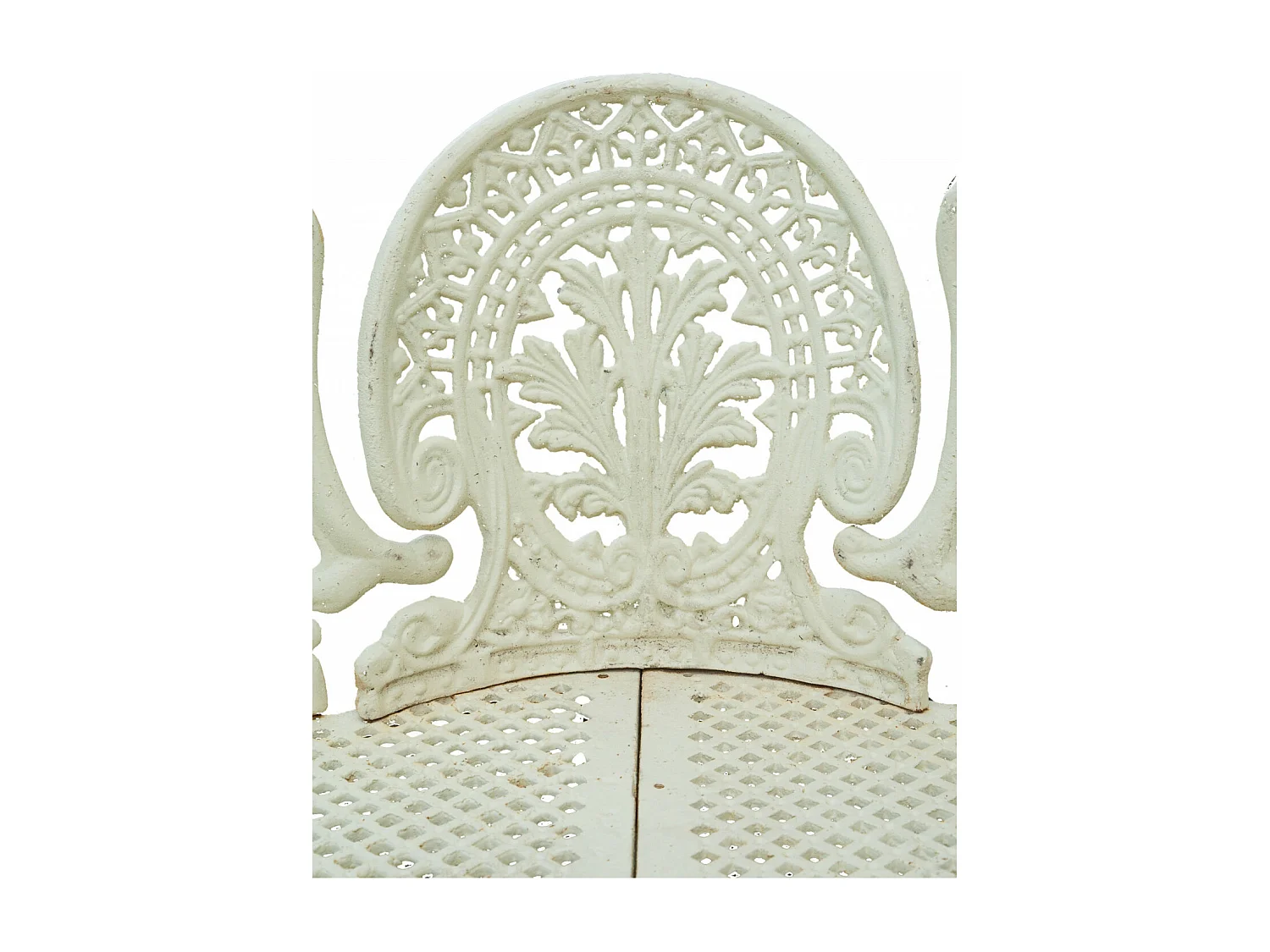 BISCOTTINI Banc – Fer Forgé Finition Blanc Antique – Extérieur – Banc de Jardin - Chaise ou Banc en Métal - Balcon - Terrasse –  130 x 50 x 82 cm