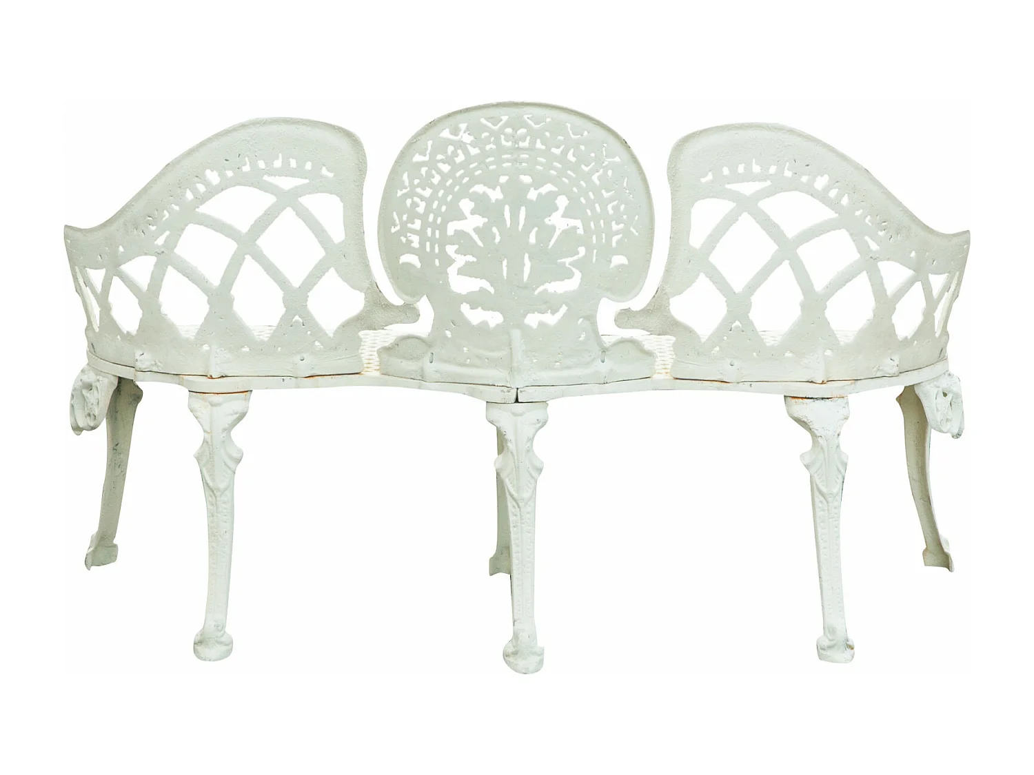 BISCOTTINI Banc – Fer Forgé Finition Blanc Antique – Extérieur – Banc de Jardin - Chaise ou Banc en Métal - Balcon - Terrasse –  130 x 50 x 82 cm