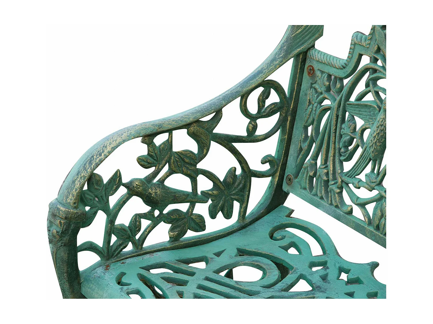BISCOTTINI Banc – Fer Forgé Finition Vert Antique – Extérieur – Banc de Jardin - Chaise ou Banc en Métal - Balcon - Terrasse – 105x43x90 cm