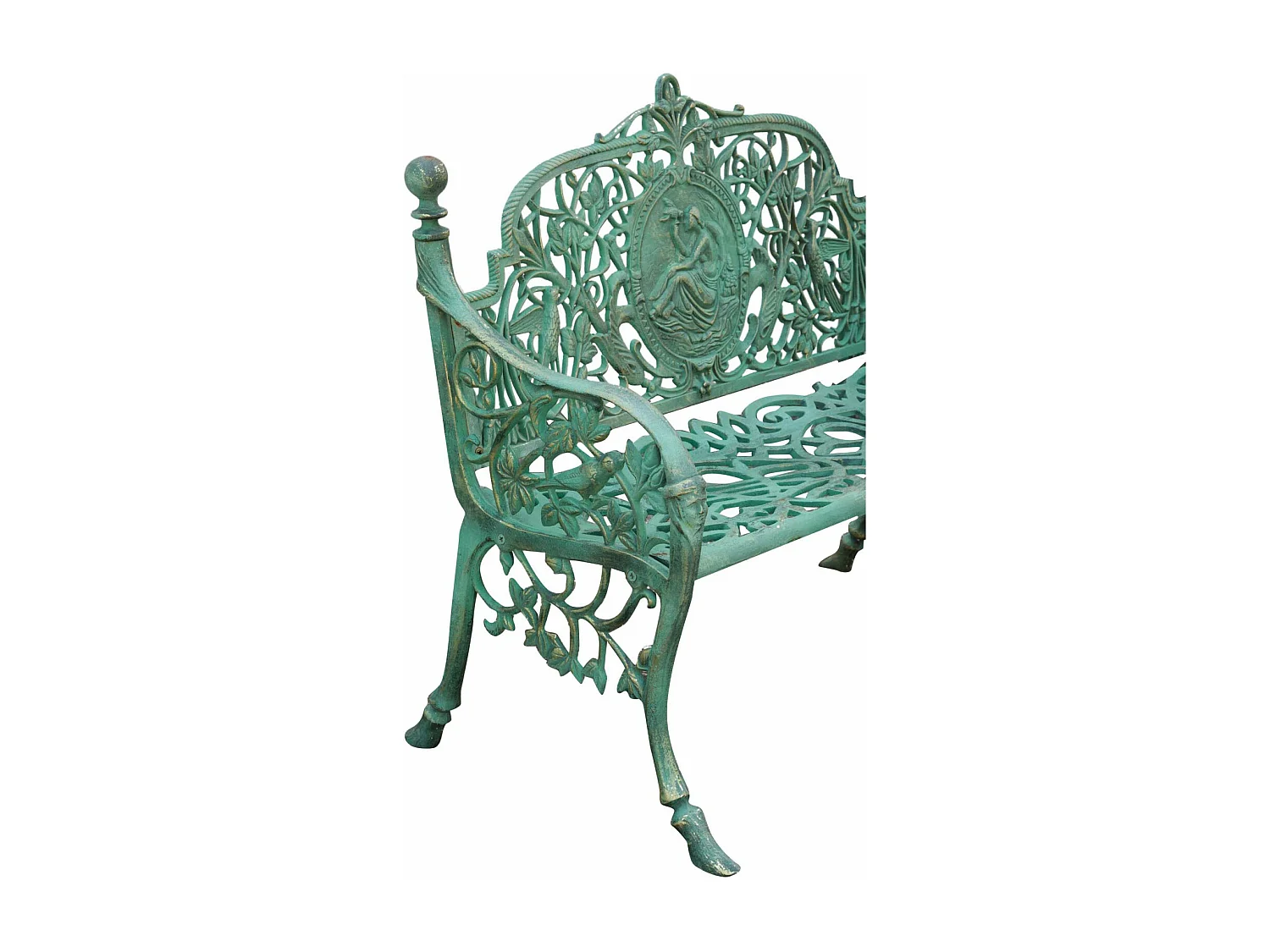 BISCOTTINI Banc – Fer Forgé Finition Vert Antique – Extérieur – Banc de Jardin - Chaise ou Banc en Métal - Balcon - Terrasse – 105x43x90 cm