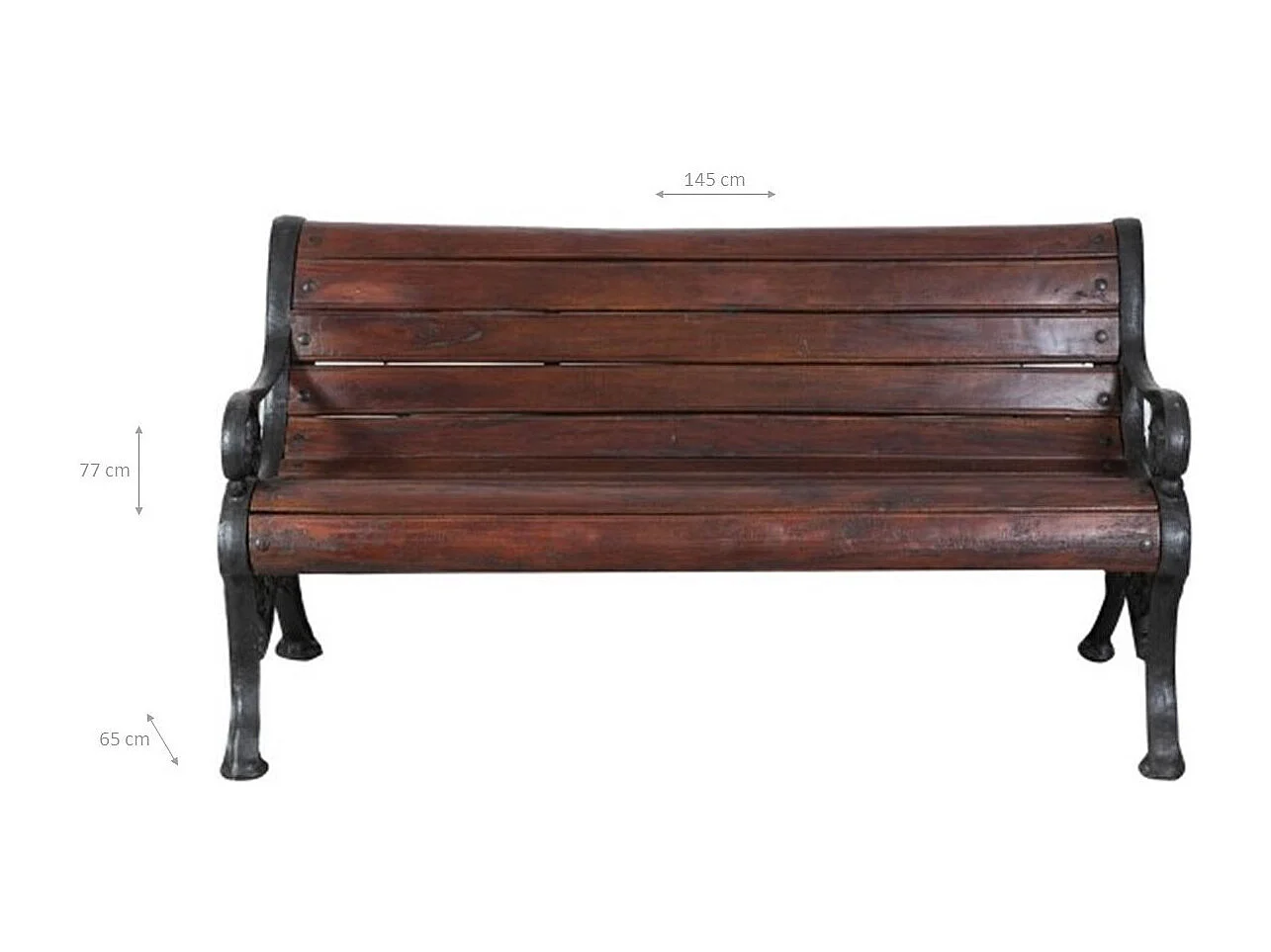 BISCOTTINI Banc – Fer Forgé Finition Brun Antique – Extérieur – Banc de Jardin - Chaise ou Banc en Métal - Balcon - Terrasse – 145x65x77 cm