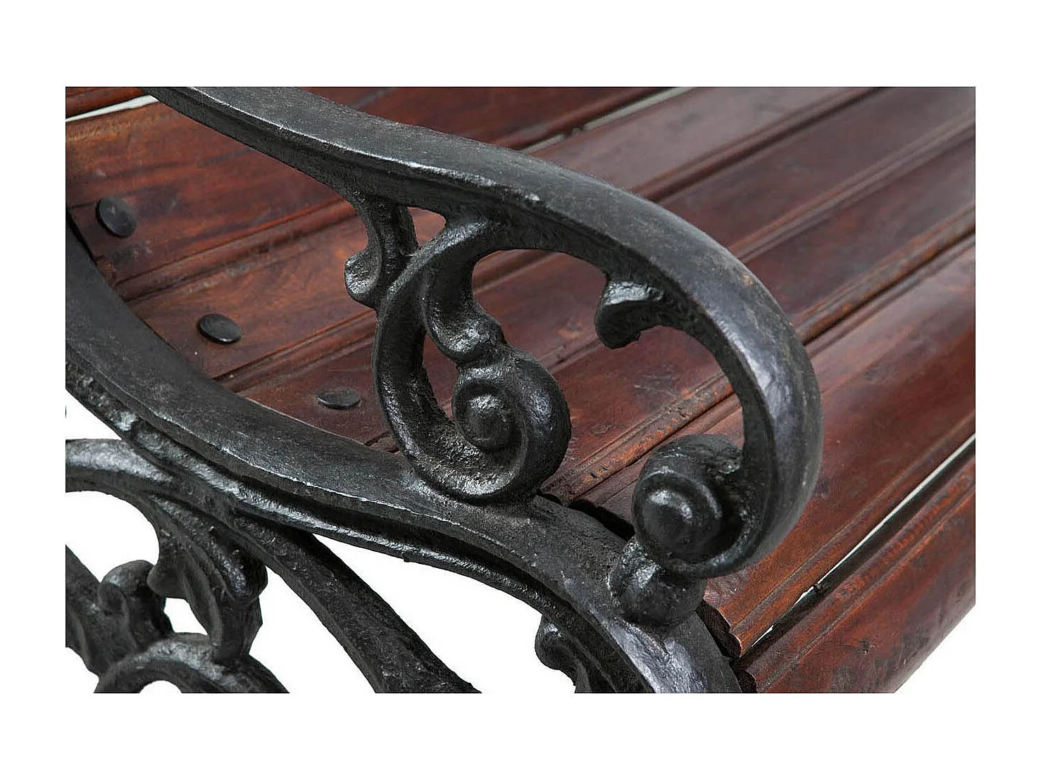 BISCOTTINI Banc – Fer Forgé Finition Brun Antique – Extérieur – Banc de Jardin - Chaise ou Banc en Métal - Balcon - Terrasse – 145x65x77 cm