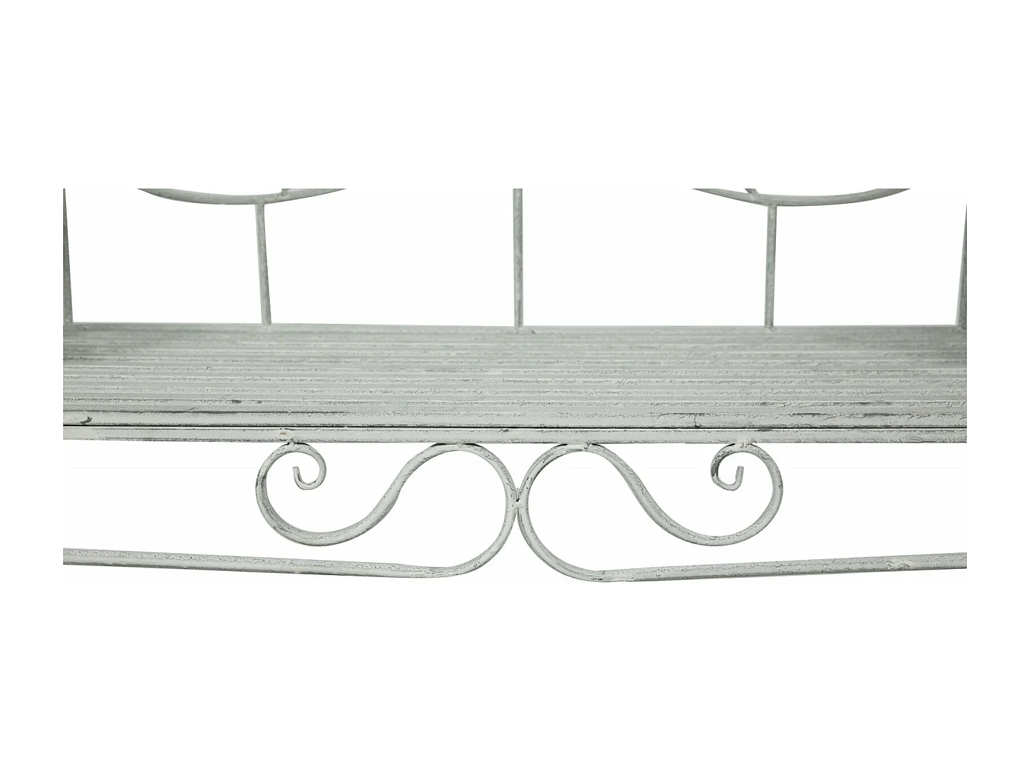 BISCOTTINI Banc – Fer Forgé Finition Argent Antique – Extérieur – Banc de Jardin - Chaise ou Banc en Métal - Balcon - Terrasse – 133 x 47 x 90 cm