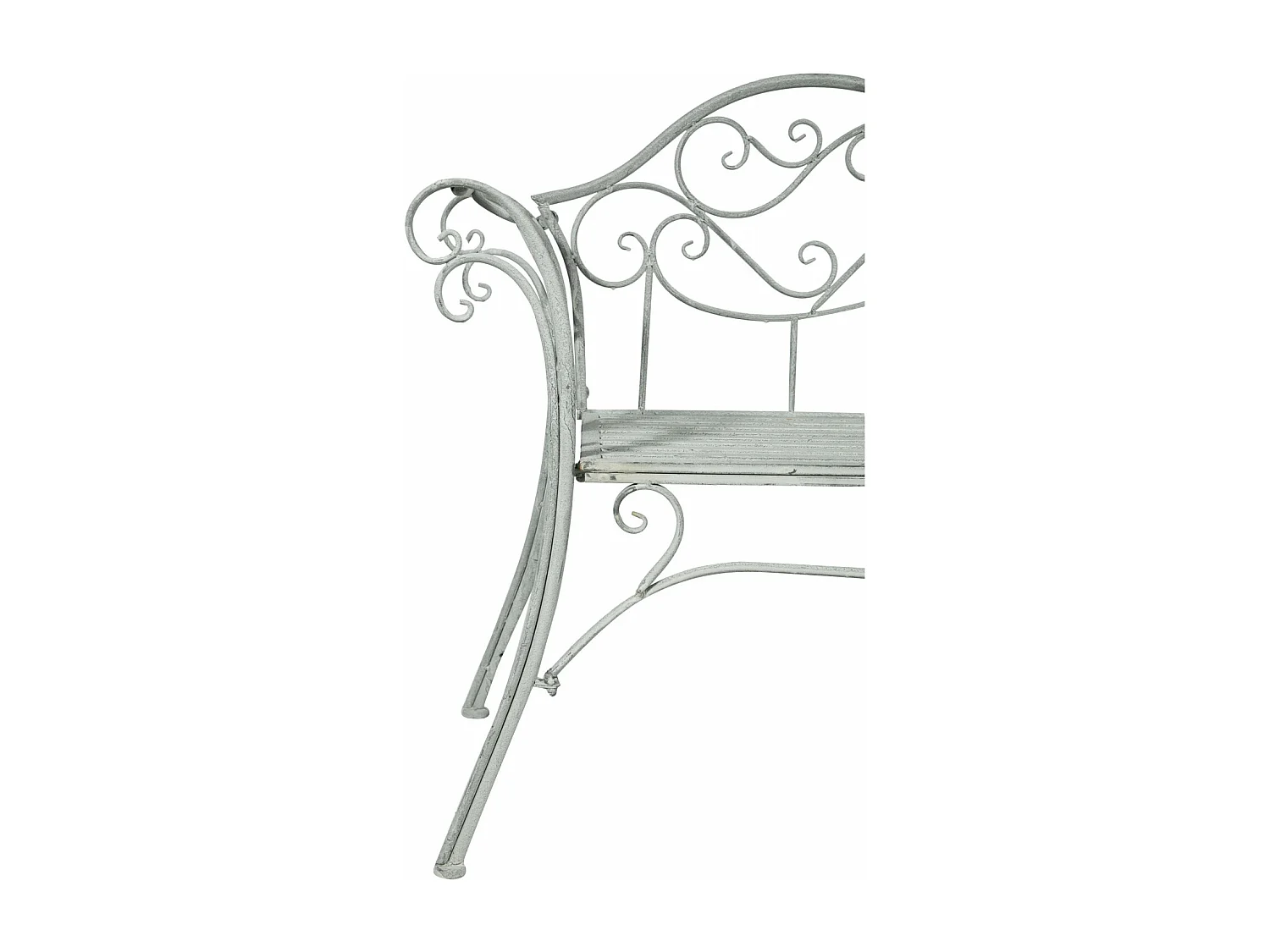 BISCOTTINI Banc – Fer Forgé Finition Argent Antique – Extérieur – Banc de Jardin - Chaise ou Banc en Métal - Balcon - Terrasse – 133 x 47 x 90 cm
