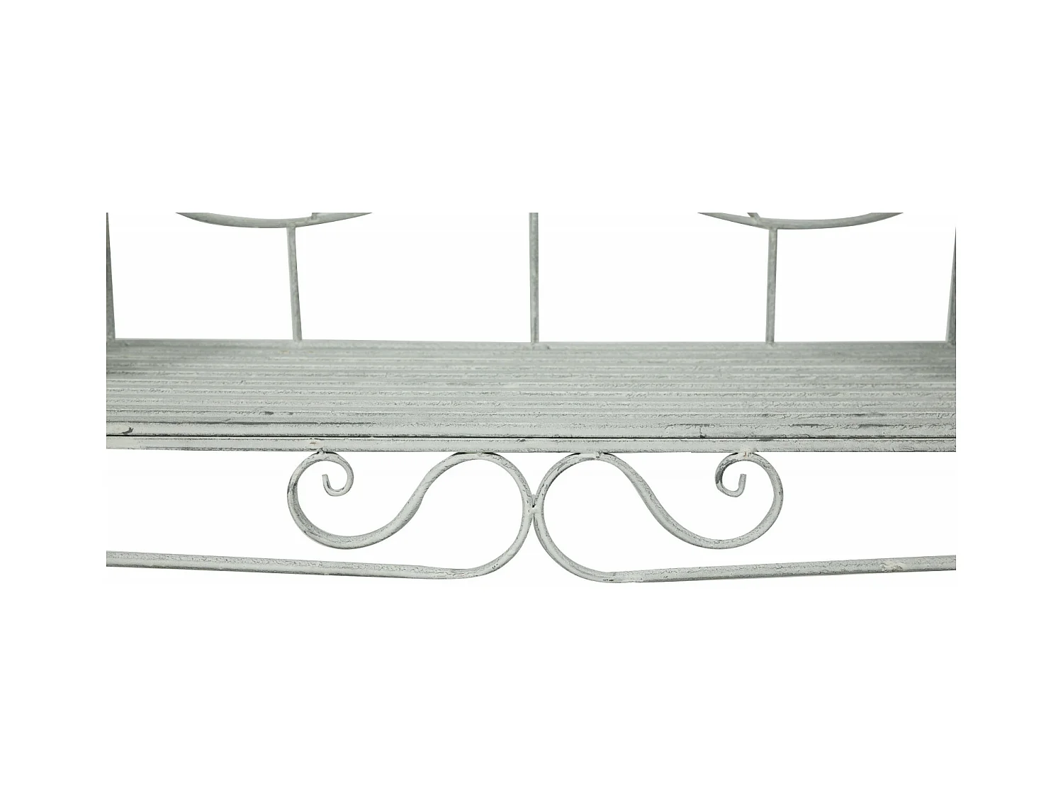 BISCOTTINI Banc – Fer Forgé Finition Argent Antique – Extérieur – Banc de Jardin - Chaise ou Banc en Métal - Balcon - Terrasse – 133 x 47 x 90 cm