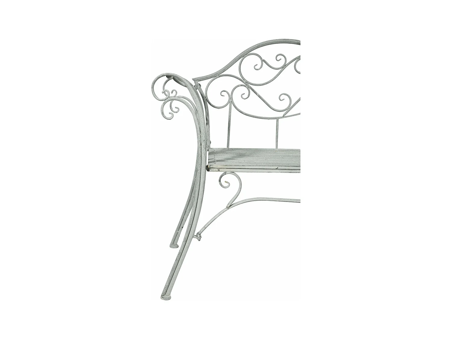 BISCOTTINI Banc – Fer Forgé Finition Argent Antique – Extérieur – Banc de Jardin - Chaise ou Banc en Métal - Balcon - Terrasse – 133 x 47 x 90 cm