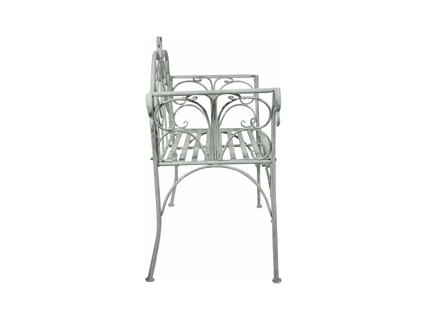 BISCOTTINI Banc – Fer Forgé Finition Argent Antique – Extérieur – Banc de Jardin - Chaise ou Banc en Métal - Balcon - Terrasse – 133 x 47 x 90 cm