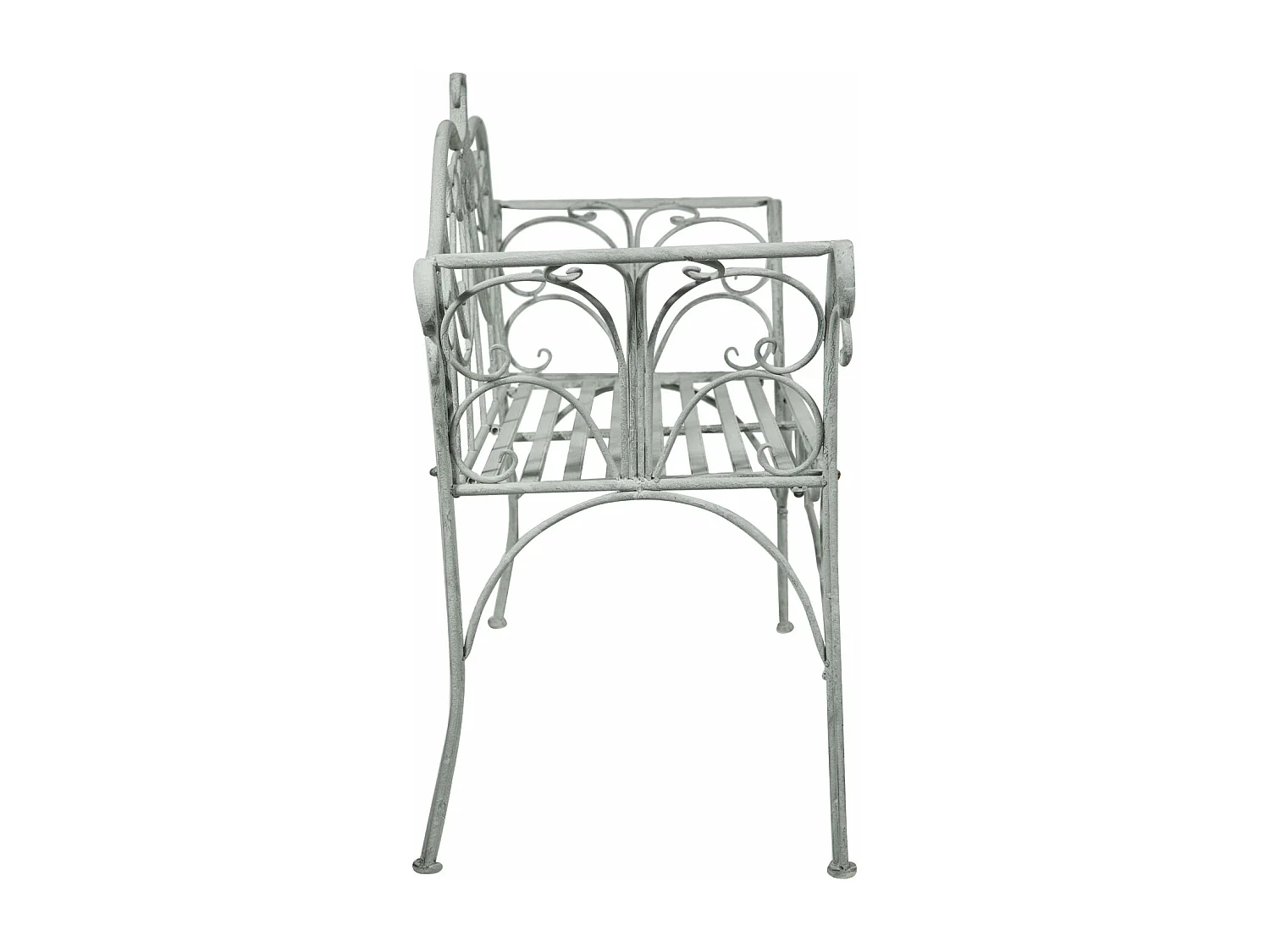 BISCOTTINI Banc – Fer Forgé Finition Argent Antique – Extérieur – Banc de Jardin - Chaise ou Banc en Métal - Balcon - Terrasse – 133 x 47 x 90 cm