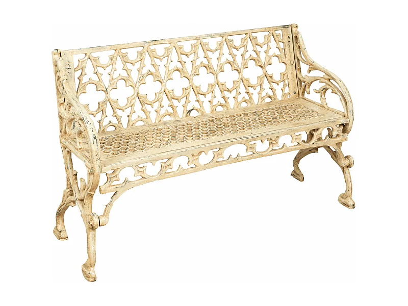 BISCOTTINI Banc – Fer Forgé Finition Antique – Extérieur – Banc de Jardin - Chaise ou Banc en Métal - Balcon - Terrasse – 130 x 47 x 79 cm